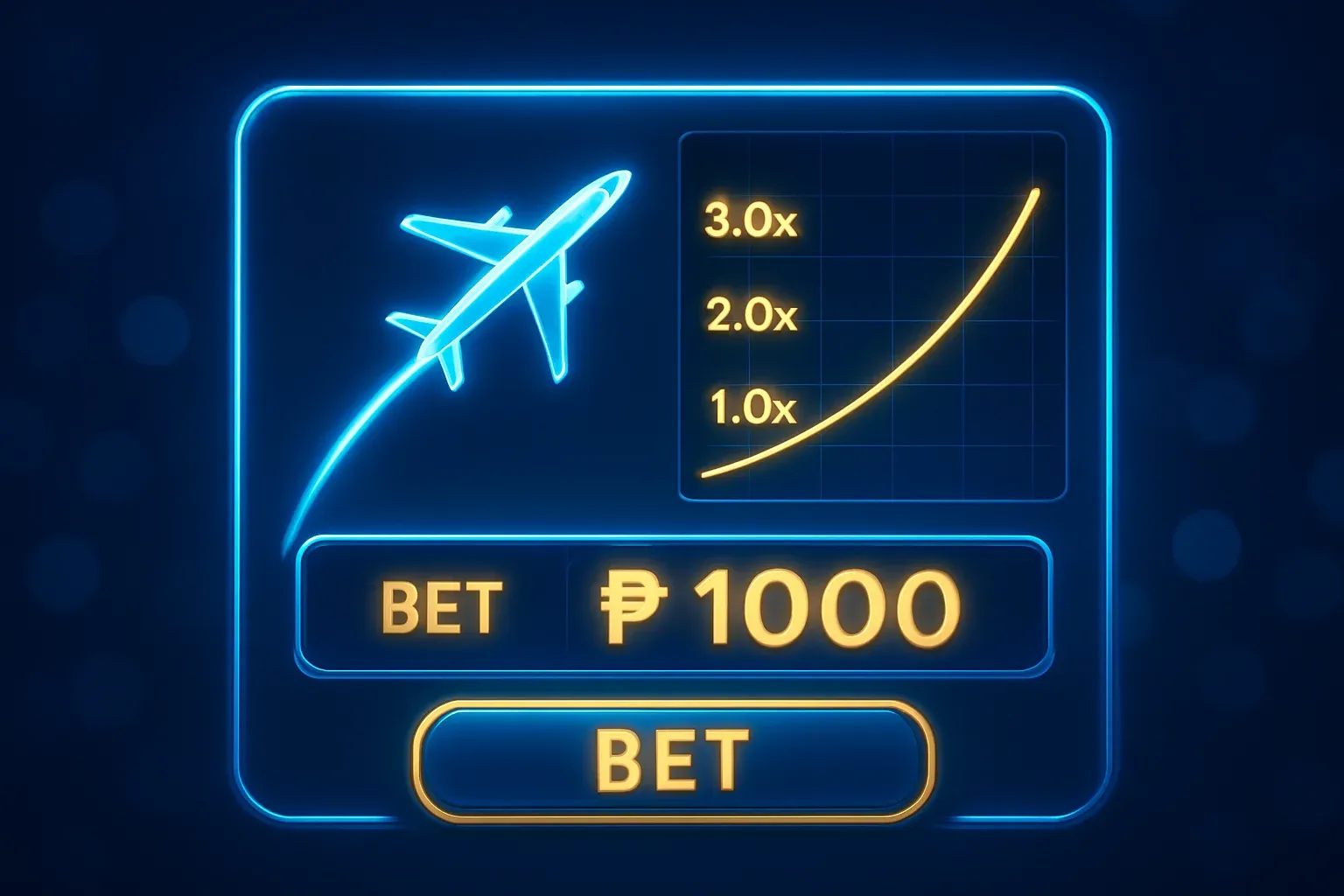 Aviator game interface with plane trajectory, multiplier graph, and PHP bet panel